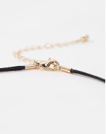Curve mid length cord necklace with red puff heart