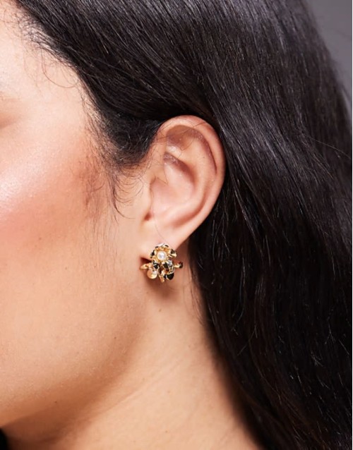 18ct gold plated blooming flower earrings