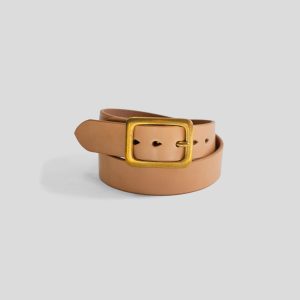 Heavy Duty "Tochigi" Leather Belt with Brass Garrison Buckle IHB-11-NAT | Natural