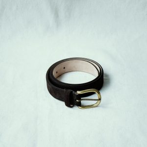 Belt Calf Suede Leather Lining Nabuk Stitch 77012 | Chataigne (Brown)