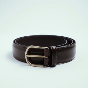 Leather Belt A2892 | Burgundy Cordovan-Brass Buckle