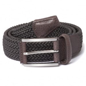 Woven Belt B0667 | Mid Gray-Brown Trim Braided Belt